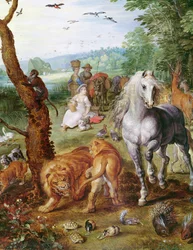 Arche Noah (Detail) der zentralen Gruppe mit Pferd